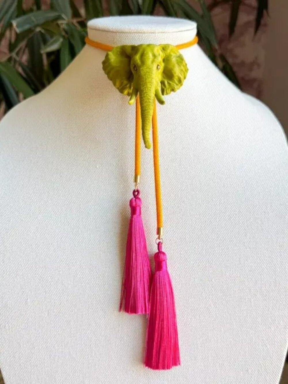 Elephant Bolo Olive Green with Golden Yellow & Fuchsia NEW